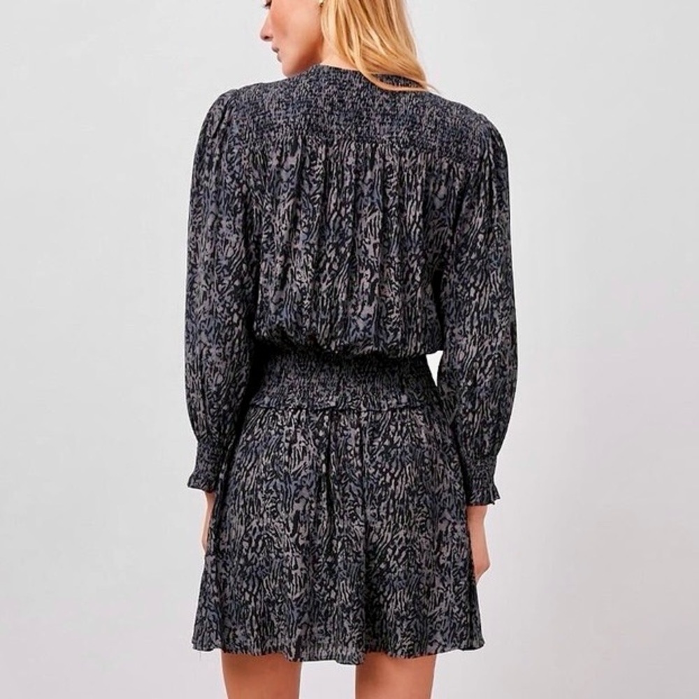 Rails Zana Black and Gray Long Sleeve Dress with Smocked Waist Size XL - Picture 2 of 10